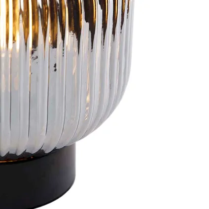 QAZQA Art Deco tafellamp zwart met smoke glas - Karel 5