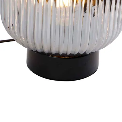 QAZQA Art Deco tafellamp zwart met smoke glas - Karel 8