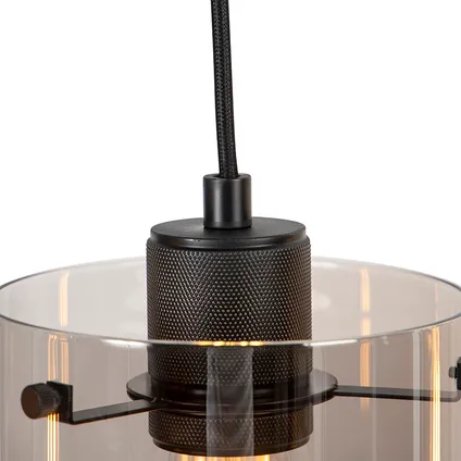 QAZQA Design hanglamp zwart met smoke glas 4-lichts - Dome 3