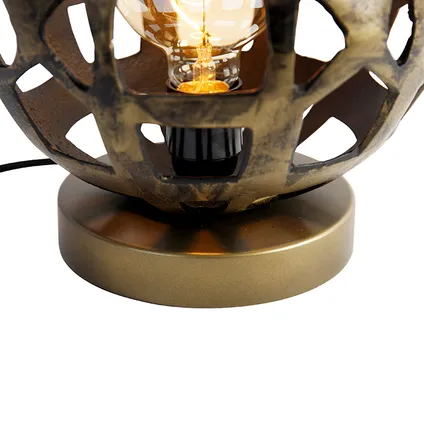 QAZQA Industriële tafellamp antiek goud - Bobby 6