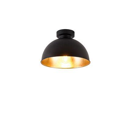 QAZQA Industriële plafondlamp zwart met goud 28 cm - Magnax