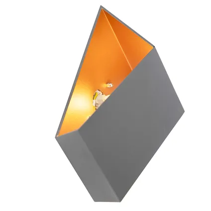 QAZQA Wandlamp Fold grijs met koper 10