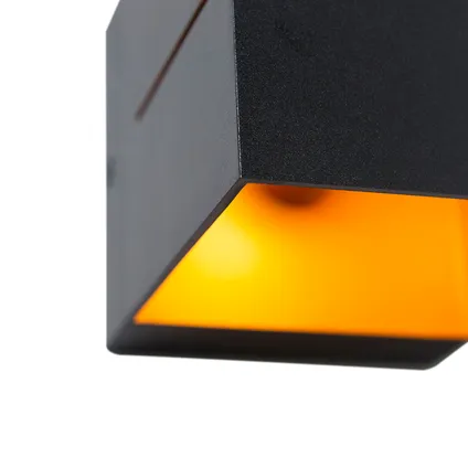 QAZQA Moderne set van 4 wandlampen zwart met goud 2-lichts - Transfer Groove 5