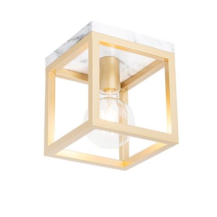 QAZQA Industriële plafondlamp goud met marmer - Cage