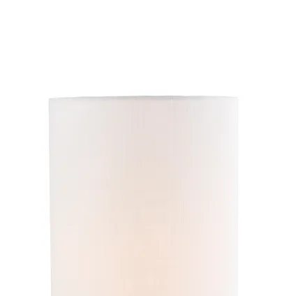 QAZQA Moderne tafellamp zwart met linnen witte kap - Rich 5