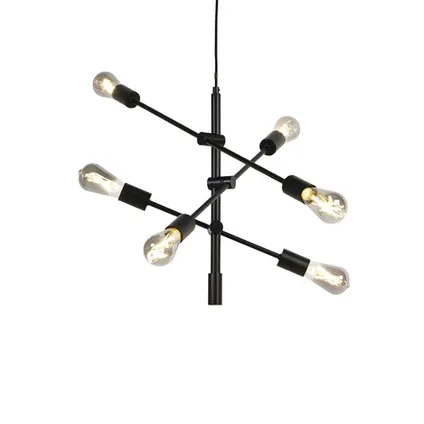 QAZQA Smart industriële hanglamp zwart incl. 6 WiFi ST64 - Sydney 2