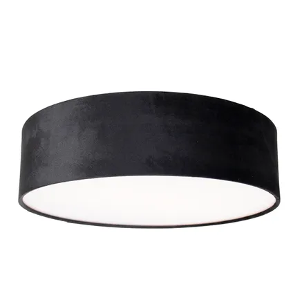 QAZQA Moderne plafondlamp zwart 40 cm met gouden binnenkant - Drum 5