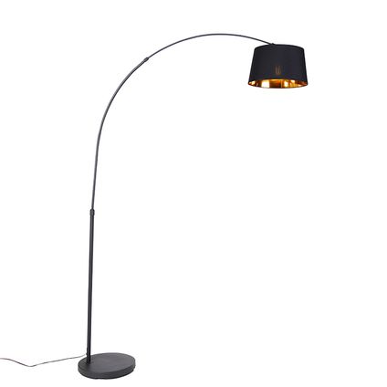 QAZQA Lampe à arc moderne noire avec or - Arc Basic