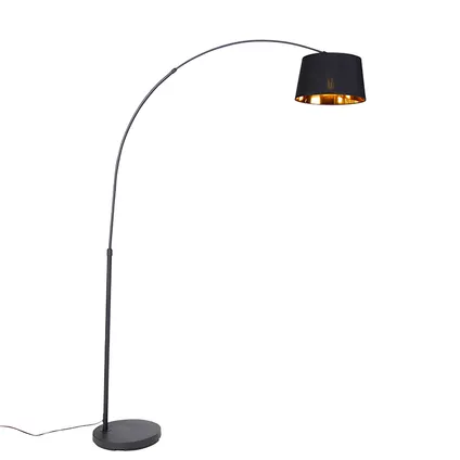 QAZQA Lampe à arc moderne noire avec or - Arc Basic 2