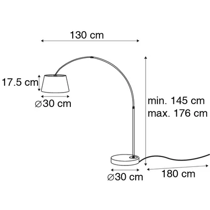 QAZQA Lampe à arc moderne noire avec or - Arc Basic 4