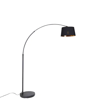 QAZQA Lampe à arc moderne noire avec or - Arc Basic 6