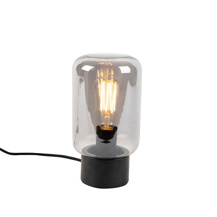 QAZQA Lampe de table design noire avec verre fumé - Bliss Cute
