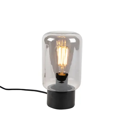 QAZQA Design tafellamp zwart met smoke glas - Bliss Cute 2