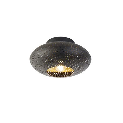 QAZQA Oosterse plafondlamp zwart met goud 25 cm - Radiance