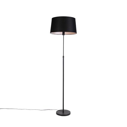 QAZQA Vloerlamp zwart met zwarte linnen kap 45cm verstelbaar - Parte