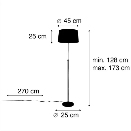 QAZQA Vloerlamp zwart met zwarte linnen kap 45cm verstelbaar - Parte 4