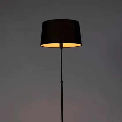 QAZQA Vloerlamp zwart met zwarte linnen kap 45cm verstelbaar - Parte 9