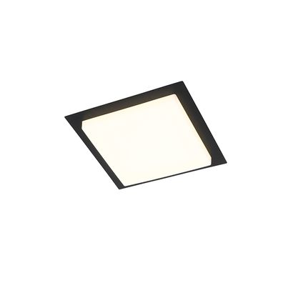 QAZQA Moderne plafondlamp zwart vierkant incl. LED IP44 - Lys
