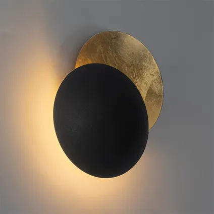 QAZQA Moderne wandlamp zwart met goud - Sunrise 2