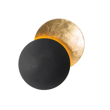 QAZQA Moderne wandlamp zwart met goud - Sunrise 10