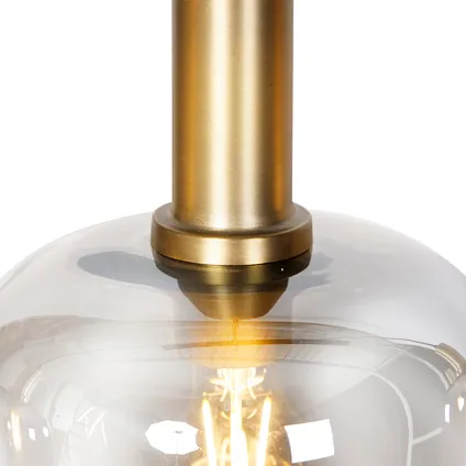 QAZQA Design hanglamp zwart met goud en smoke glas 4-lichts - Zuzanna 3