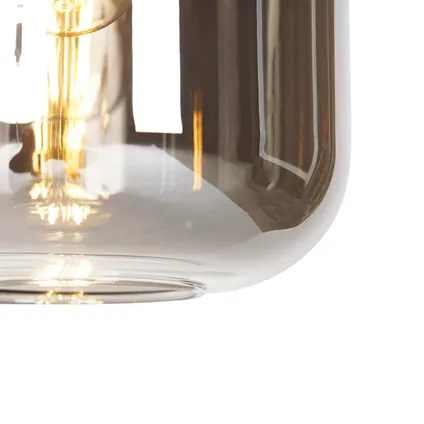 QAZQA Design hanglamp zwart met goud en smoke glas 4-lichts - Zuzanna 6