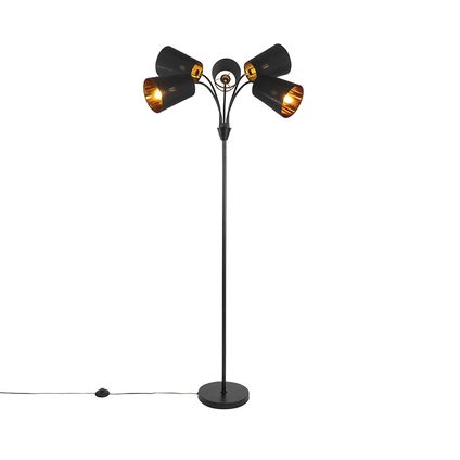 QAZQA Lampadaire moderne noir 5 lumières - Carmen