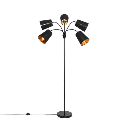 QAZQA Lampadaire moderne noir 5 lumières - Carmen 6