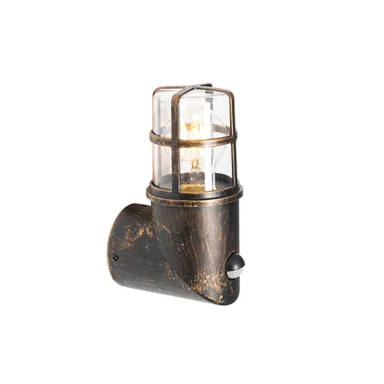QAZQA Buiten wandlamp antiek goud IP54 met bewegingssensor - Kiki 6