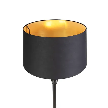 QAZQA Vloerlamp met katoenen kap zwart met goud 45 cm - Classico 5