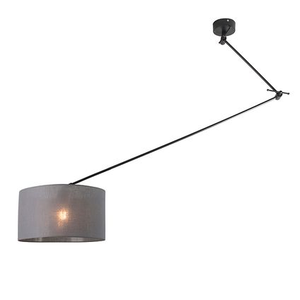 QAZQA Lampe suspendue noir avec abat-jour 35 cm gris foncé réglable - Blitz I