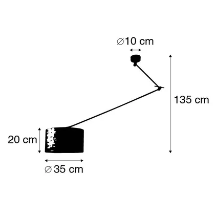 QAZQA Hanglamp zwart met kap 35 cm donkergrijs verstelbaar - Blitz I 4