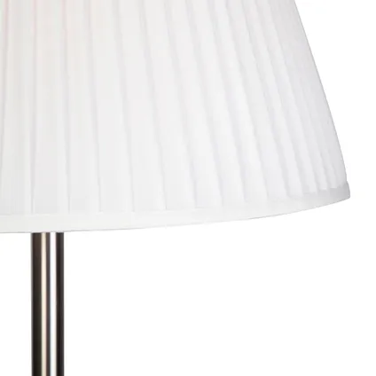 QAZQA Moderne vloerlamp staal met witte plisse kap 45 cm - Simplo 3