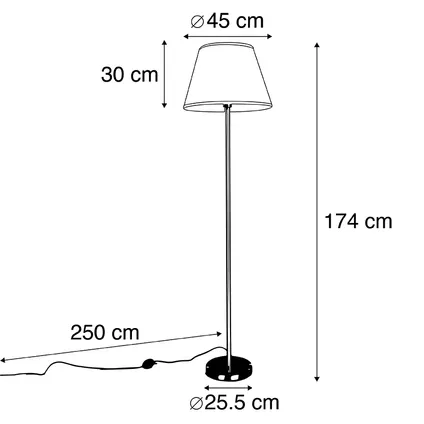 QAZQA Moderne vloerlamp staal met witte plisse kap 45 cm - Simplo 4
