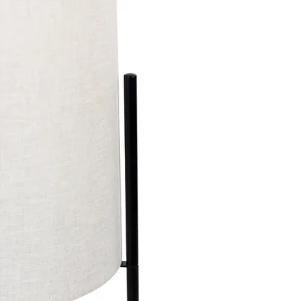 QAZQA Moderne vloerlamp zwart met linnen grijze kap - Rich 3