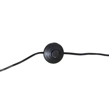 QAZQA Design vloerlamp zwart linnen kap grijs - Rich 8
