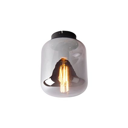 QAZQA Design plafondlamp zwart met smoke glas - Bliss