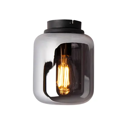 QAZQA Design plafondlamp zwart met smoke glas - Bliss 5