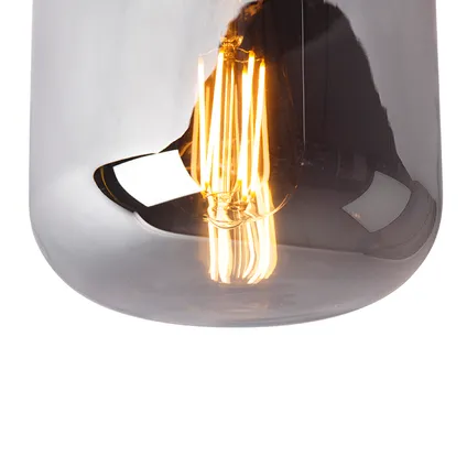 QAZQA Design plafondlamp zwart met smoke glas - Bliss 6
