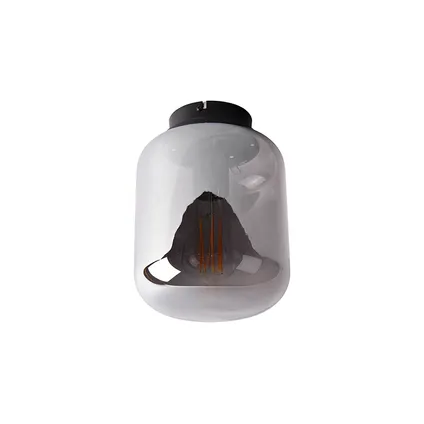 QAZQA Design plafondlamp zwart met smoke glas - Bliss 10