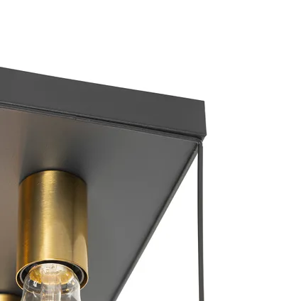QAZQA Minimalistische plafondlamp zwart met goud 4-lichts vierkant - Kodi 5