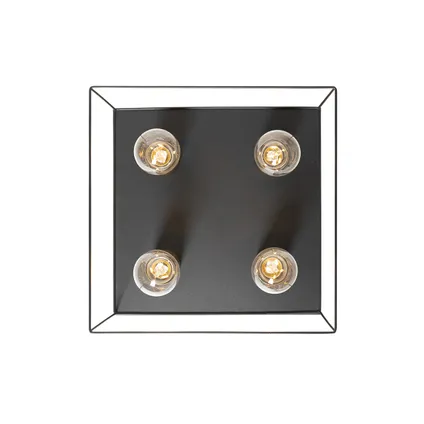 QAZQA Minimalistische plafondlamp zwart met goud 4-lichts vierkant - Kodi 8