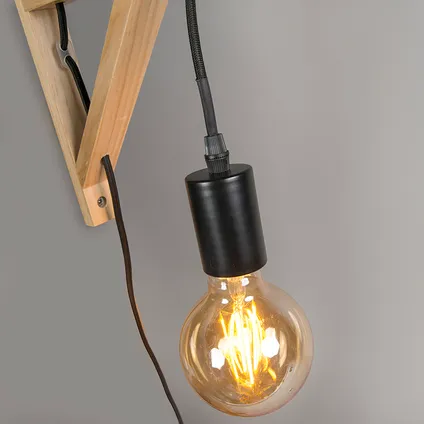 QAZQA Wandlamp hout met zwart - Galgje 5