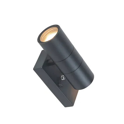 QAZQA Buiten wandlamp donkergrijs 2-lichts met schemersensor - Duo 10