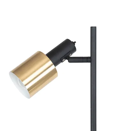 QAZQA Design vloerlamp zwart met goud 2-lichts - Stijn 5