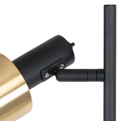 QAZQA Design vloerlamp zwart met goud 2-lichts - Stijn 7