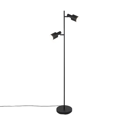 QAZQA Moderne vloerlamp zwart 2-lichts - Stijn
