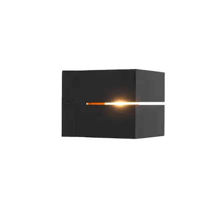 QAZQA Moderne wandlamp zwart met goud 9,7 cm - Transfer Groove 5