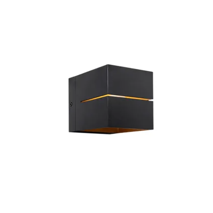 QAZQA Moderne wandlamp zwart met goud 9,7 cm - Transfer Groove 6