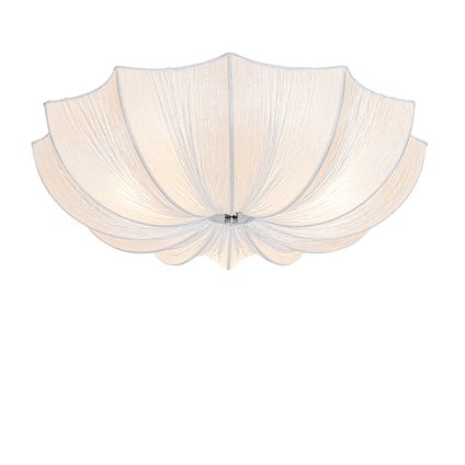QAZQA Design plafondlamp wit zijden 52 cm 3-lichts - Plu